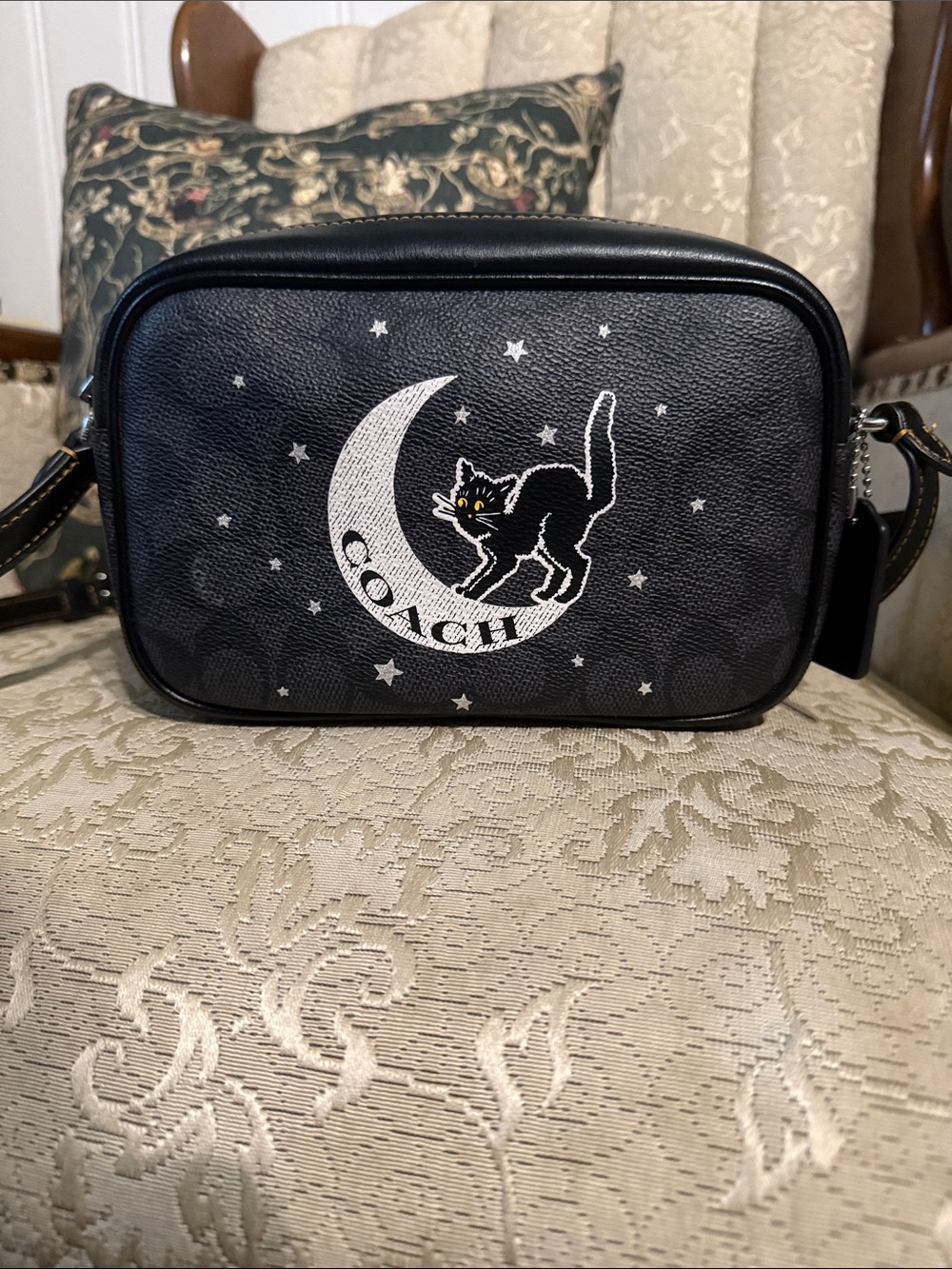 Coach Halloween Mini Jamie with Black Cat Crossbody Bag